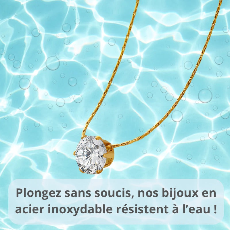 Collier solitaire ornée d’une pierre semi-précieuse en zircon