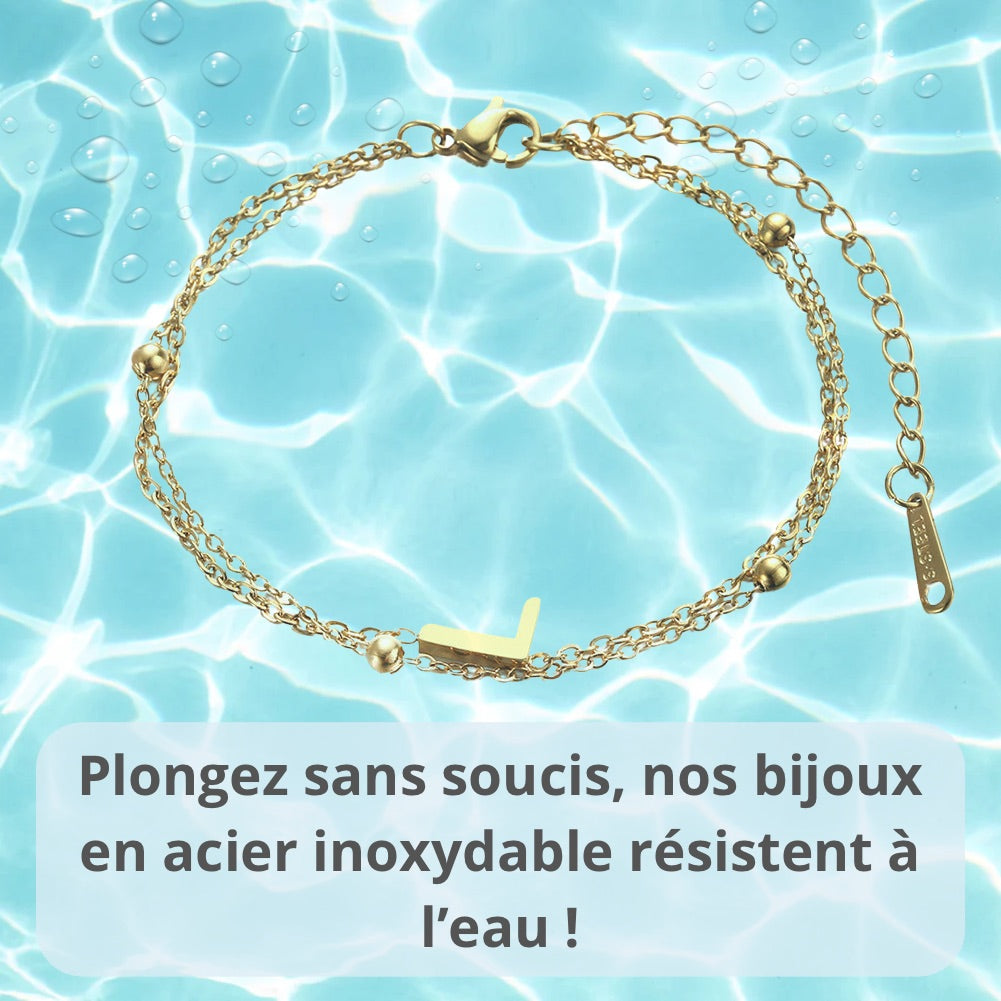 Bracelet personnalisé à initiale avec double chaîne